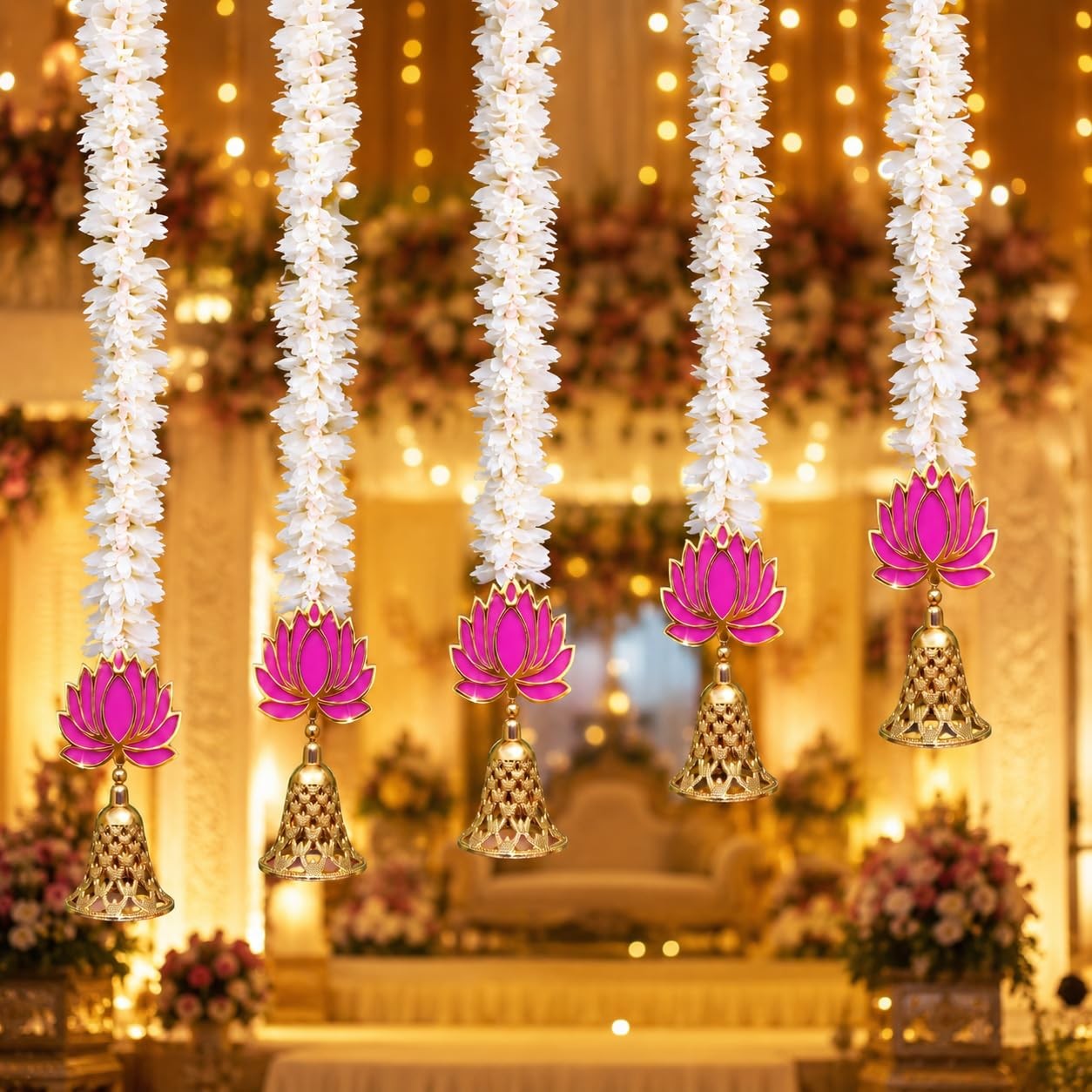 Diwali Decorations for Home – Artificial Lotus Flower Garland Festival, Home …