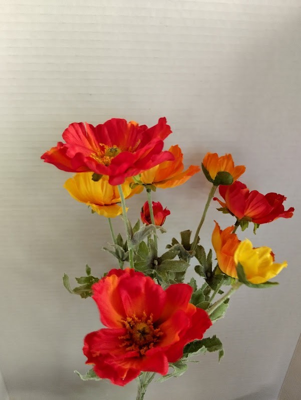 Bright artificial poppy bush orange/yellow