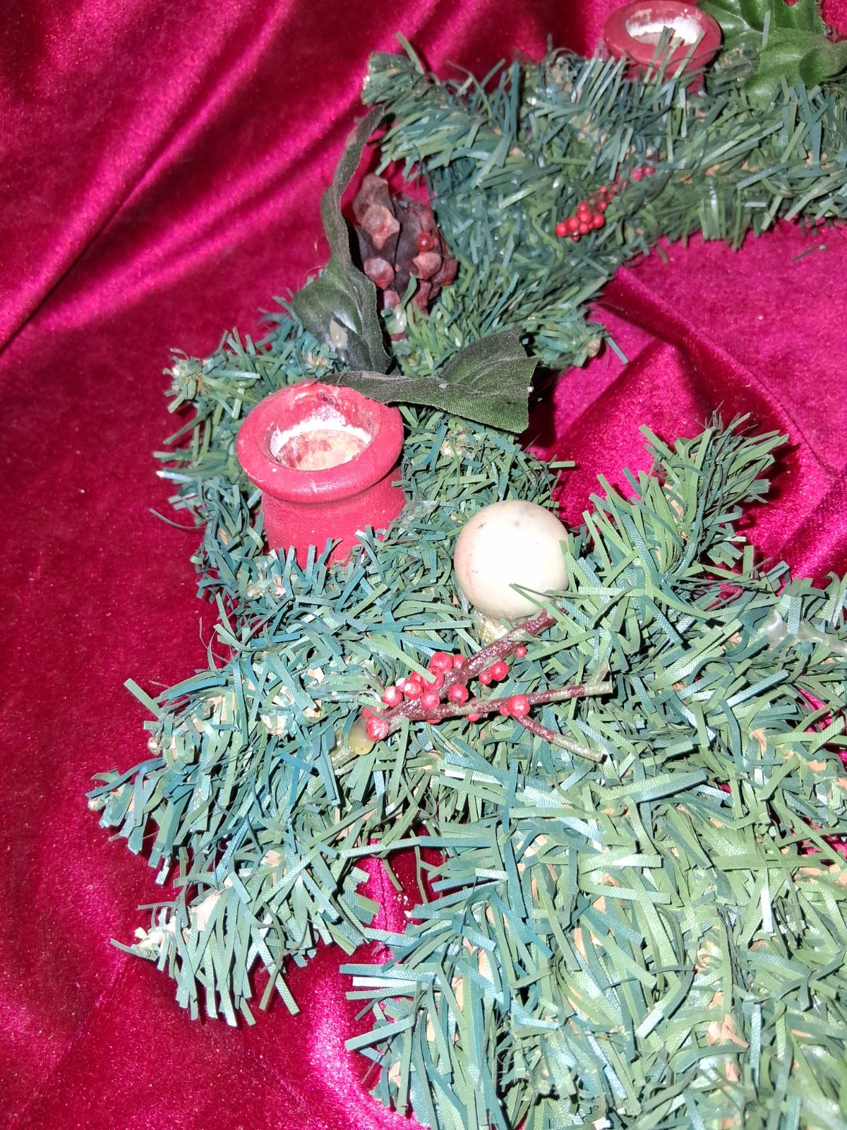 Vintage Christmas Candle Ring Wreath 13-14″