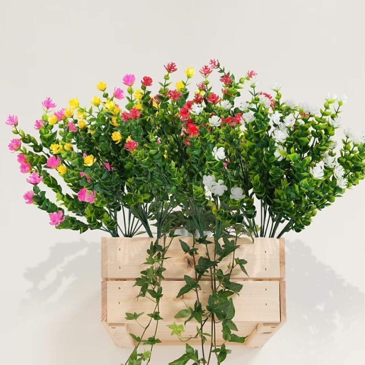 6/10Pcs Artificial Flowers Fake Outdoor UV Resistant Boxwood Plants Shrubs Decor