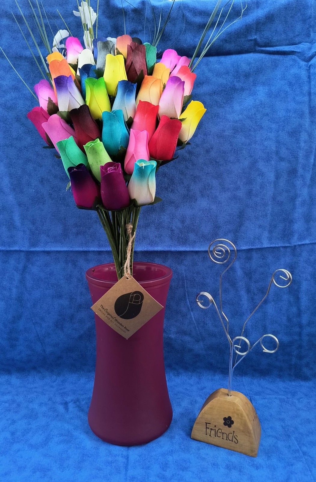 36 Pcs Assorted Colors Wooden Rose Closed Bud Bouquets Flower Gift Decor