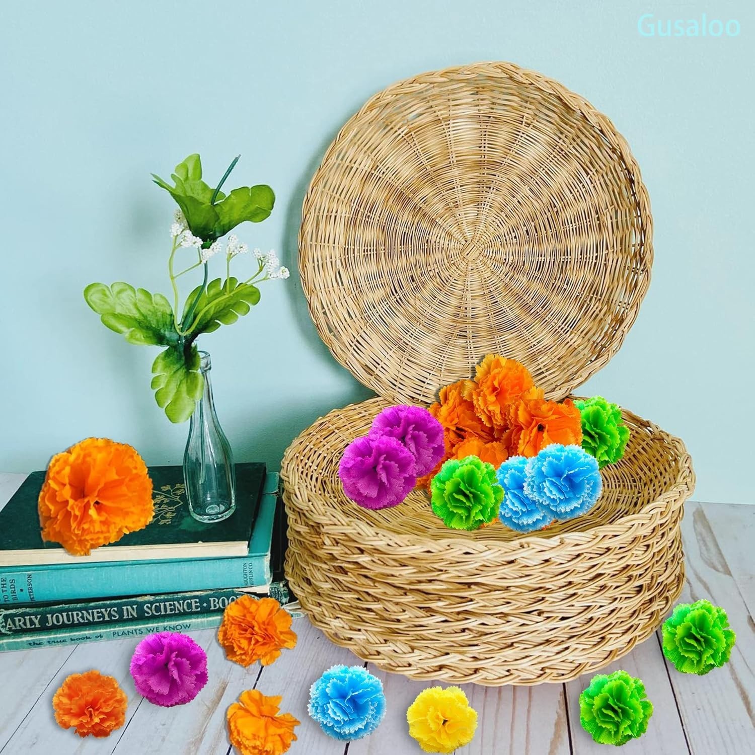 Decorative Silk Marigold Flowers for Diwali, Halloween, and Celebrations