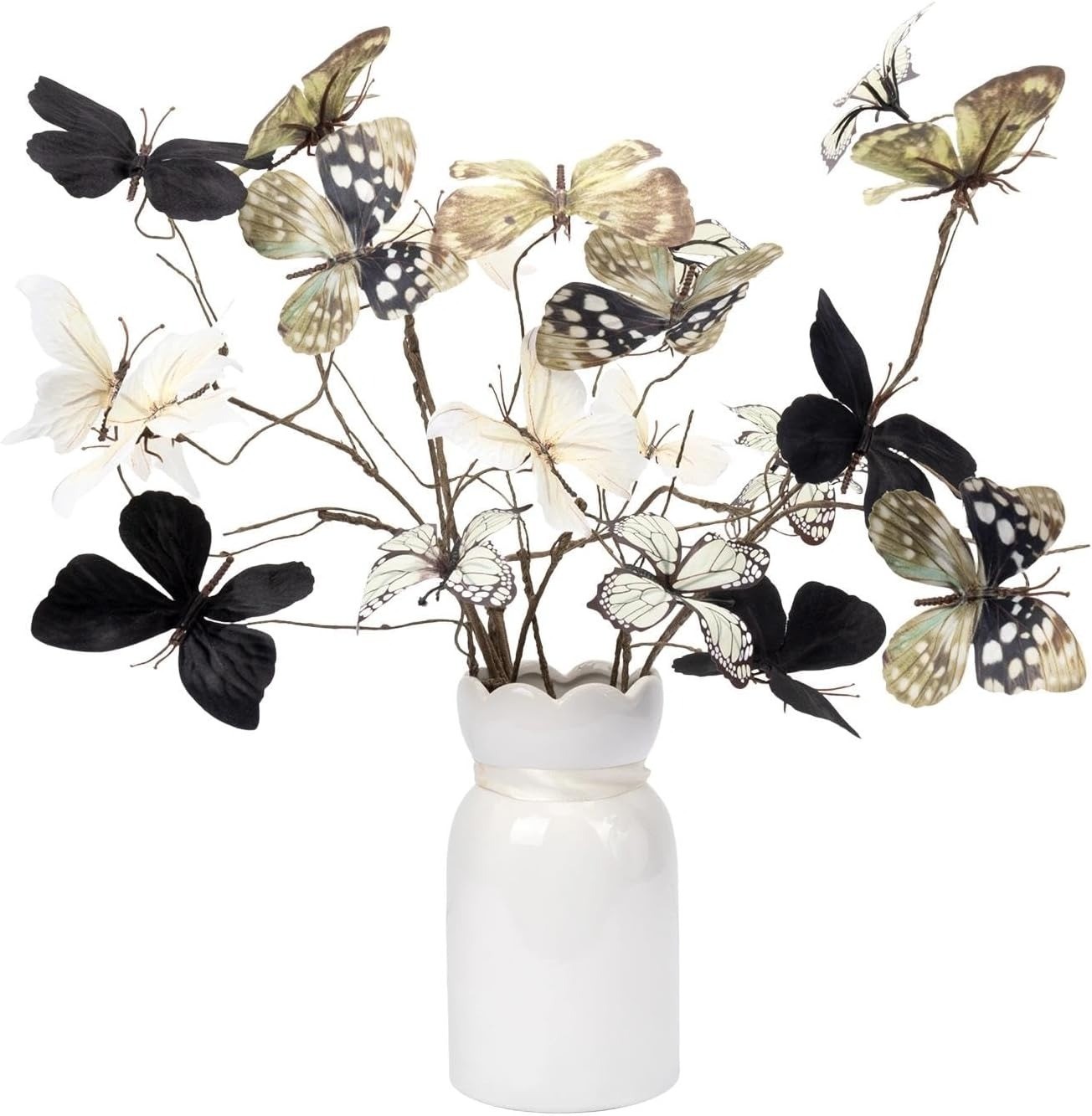 5pcs DIY Butterfly Branches 30pcs Butterflies Faux Stems Vase Filler Home Decor