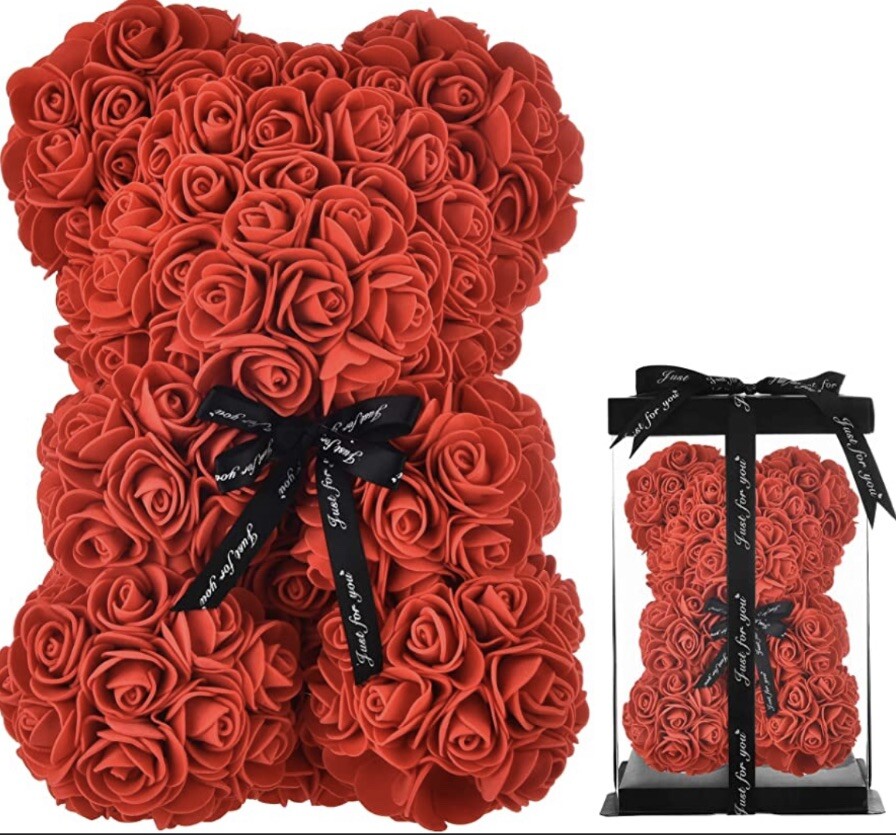Rose Teddy Bear Flower with Gift Box US Seller