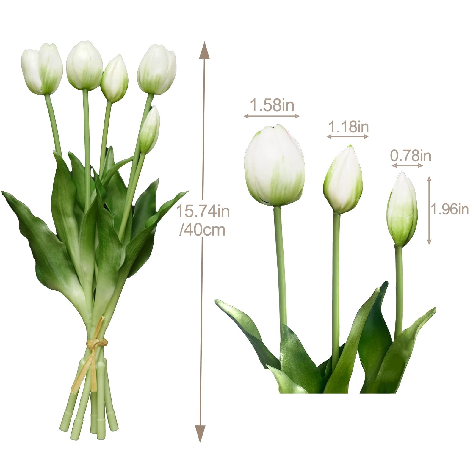 10 PCS White Fake Tulips Real Touch Artificial Flowers Wedding Bouquet