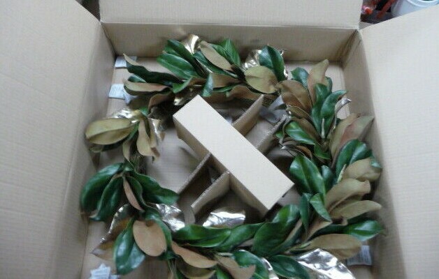 West Elm Metallic Magnolia faux wreath 26″ diameter