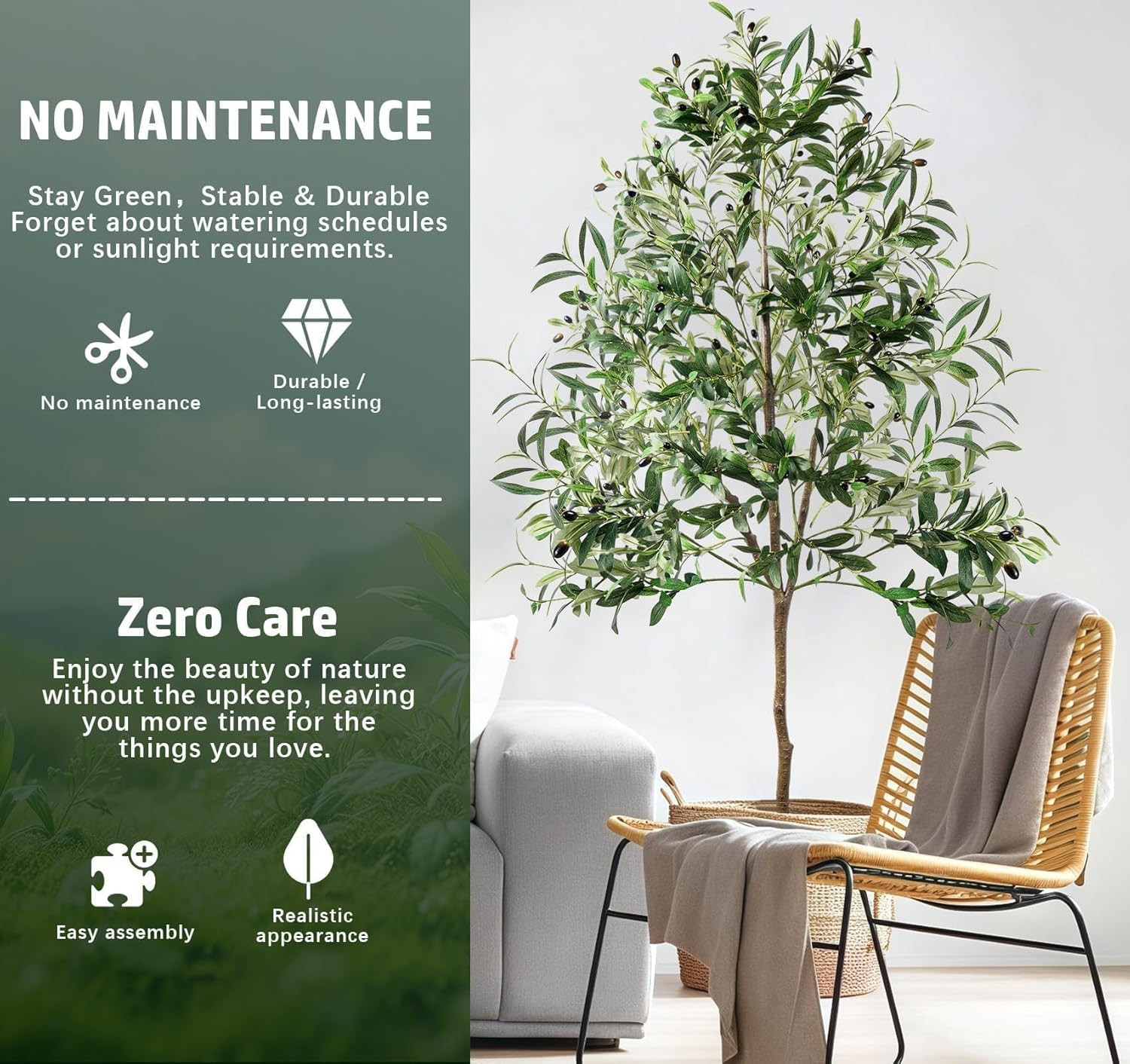 Olive Trees Artificial Indoor, 6FT Faux Olive Tree with Black Planter, Tall Fake