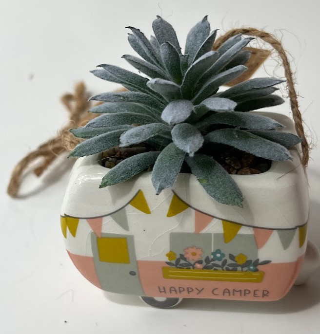 NIB ~ KARMA ~ CERAMIC “CAMPER” SHAPED HANGING SUCCULENT POT ~ 1 or ALL ~ 1+ SHIP
