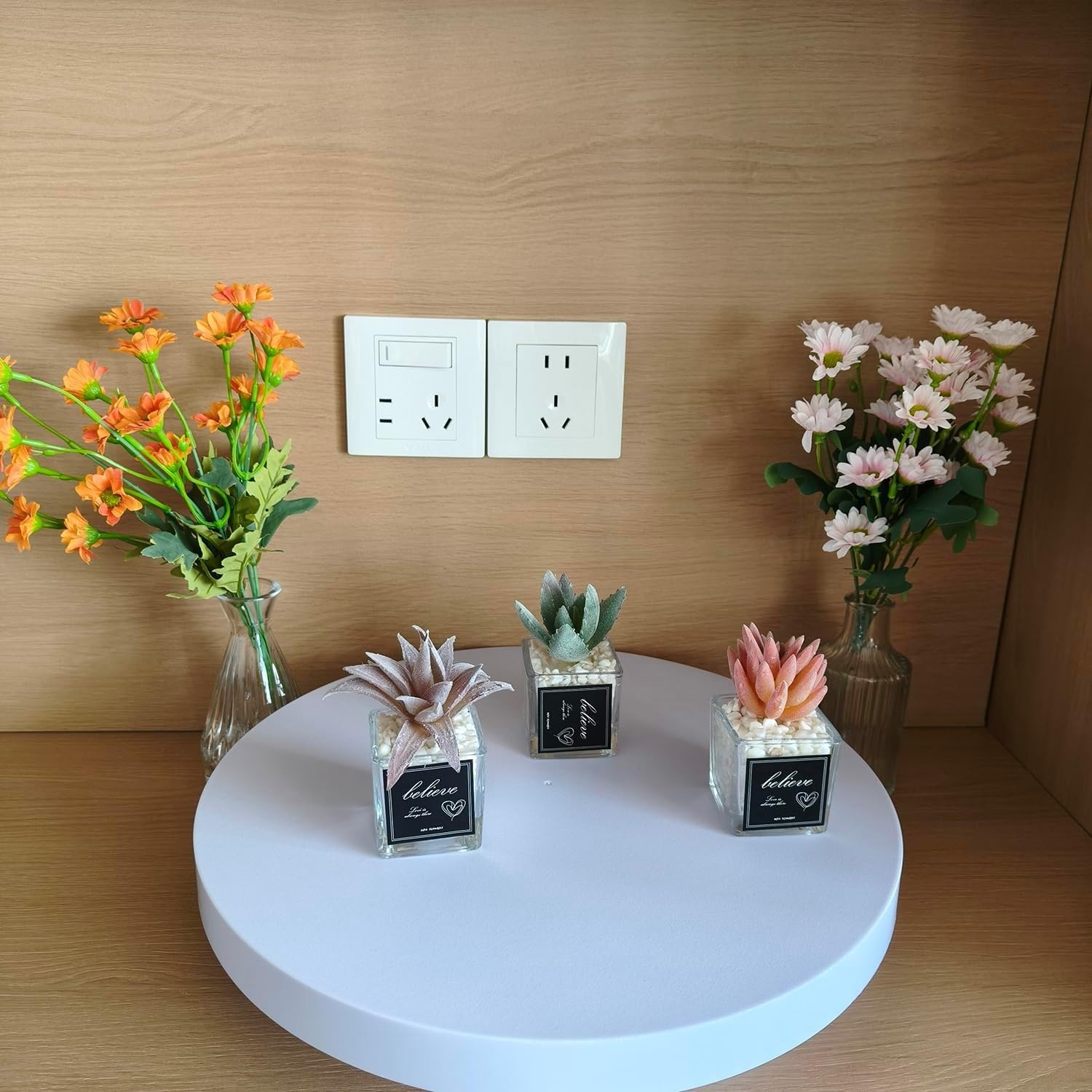 3 Pack Fake Plants Mini Artificial Greenery, Faux Plants in Glass Pots, Small…