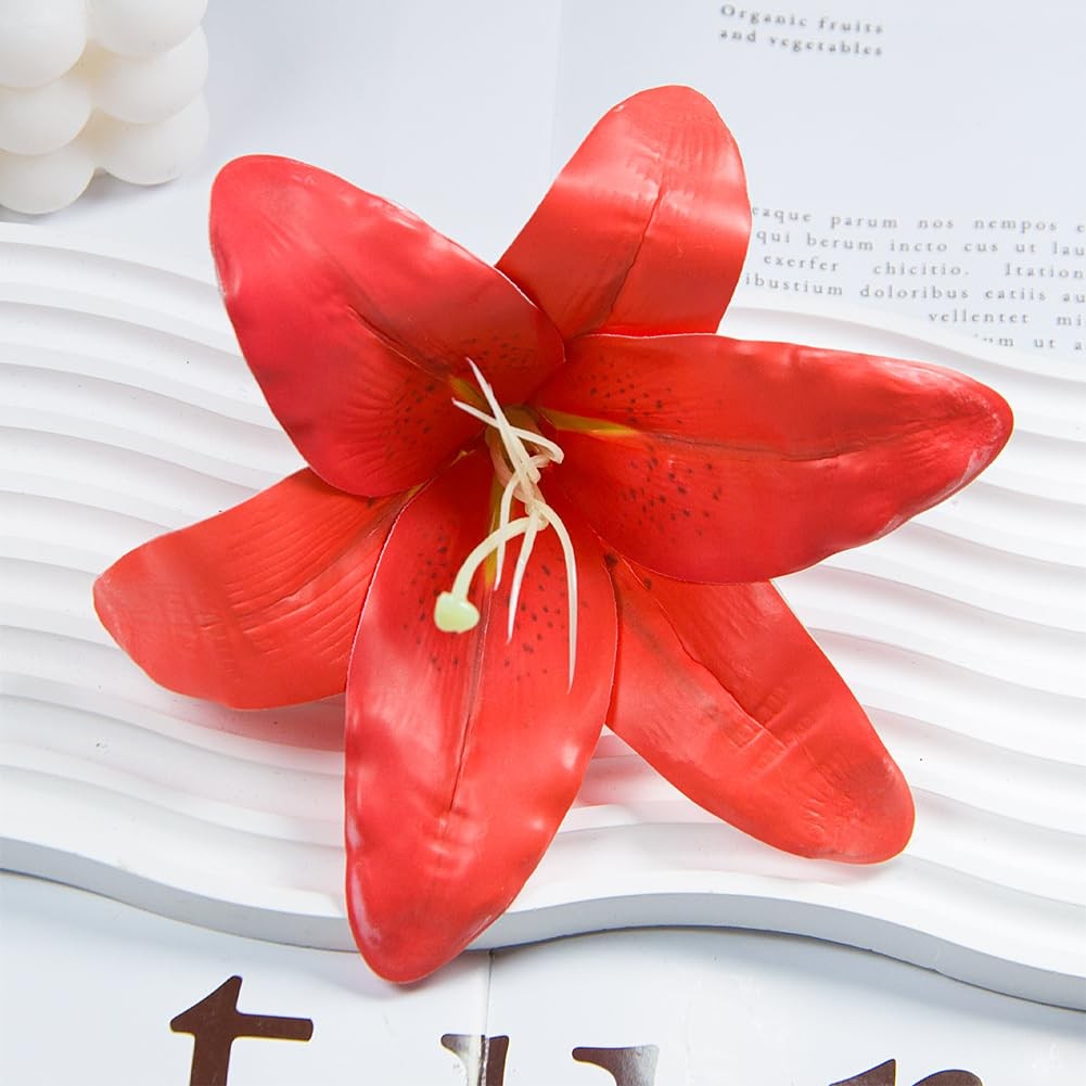 18 Pcs Faux Lily Heads 5.9 Inch Tiger Lily Artificial Flower Fake Lilies Flow…