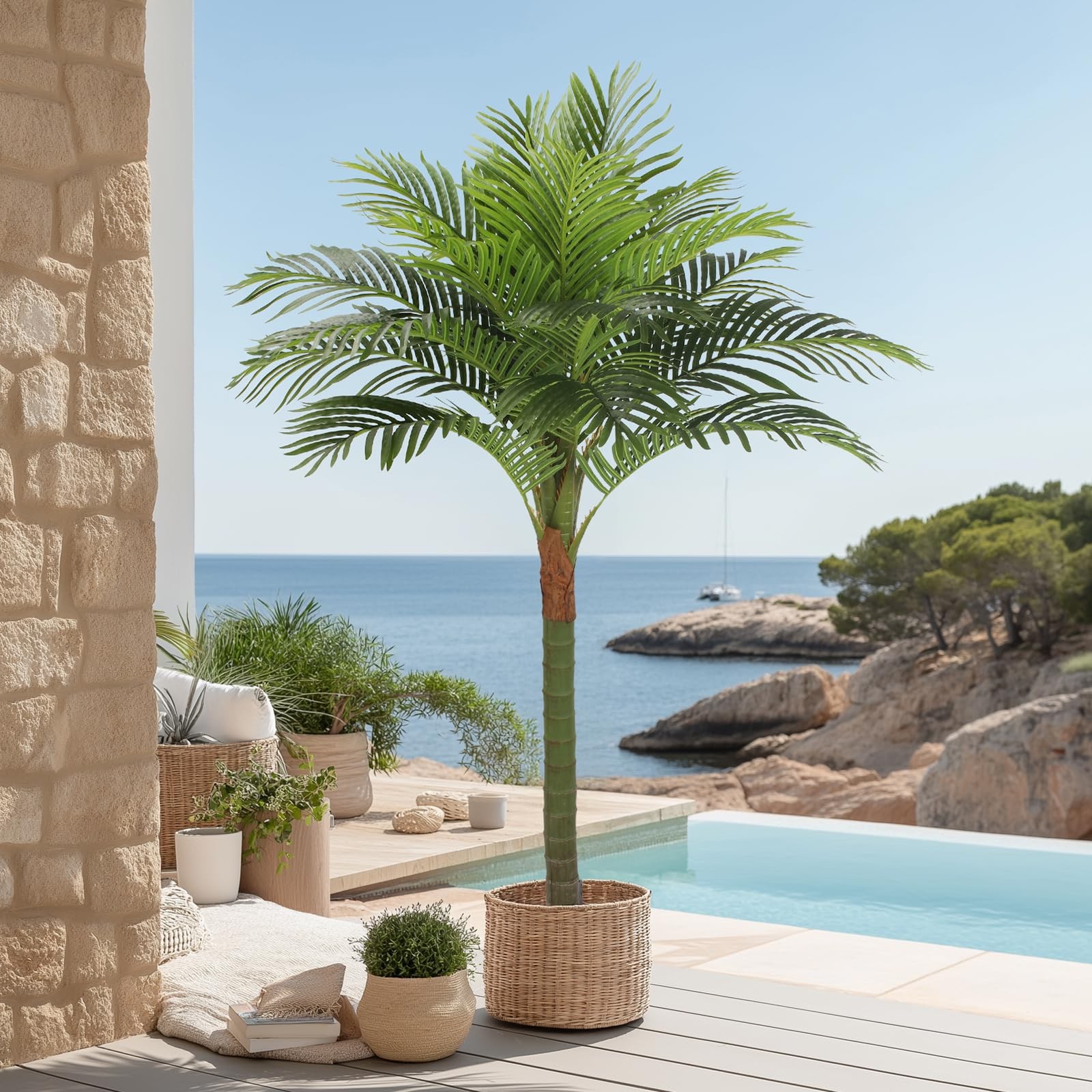 Palm Tree Artificial Tropical Plant 5FT Tall Faux Plants Indoor Fake Floor Pl…