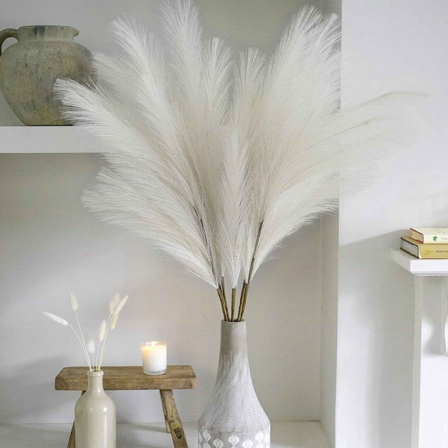 Stylish White Pampas Grass for Vase Decoration – 10 Stems