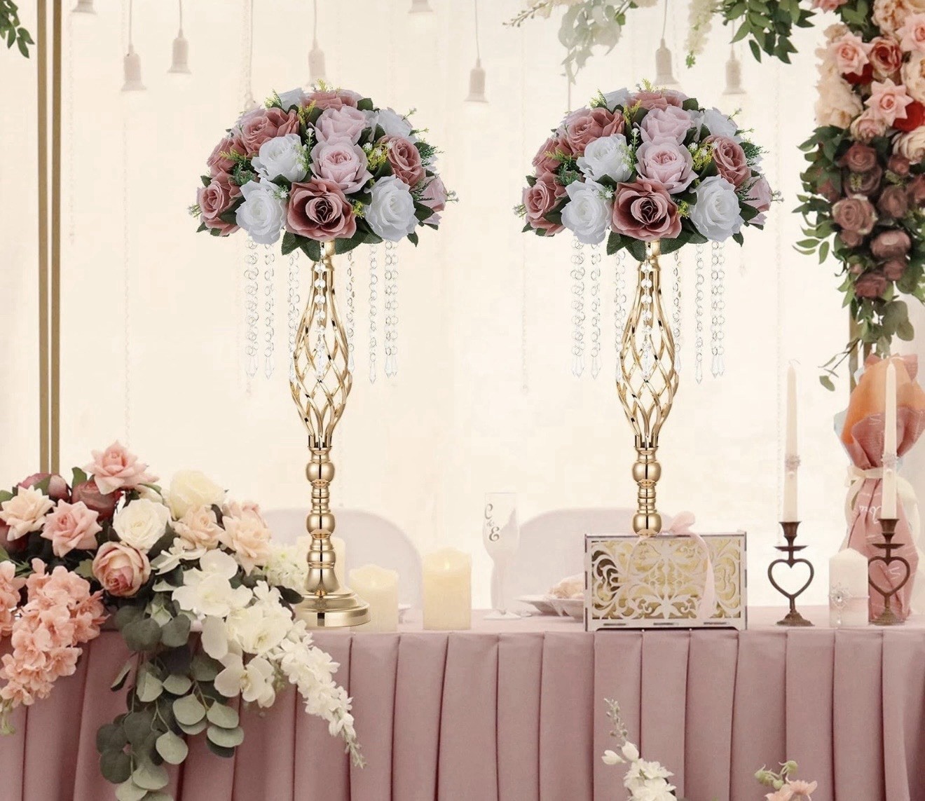 Large Silk Flower Balls for Centerpieces – 2 Pcs 13.8in Diameter Dusty Rose NEW