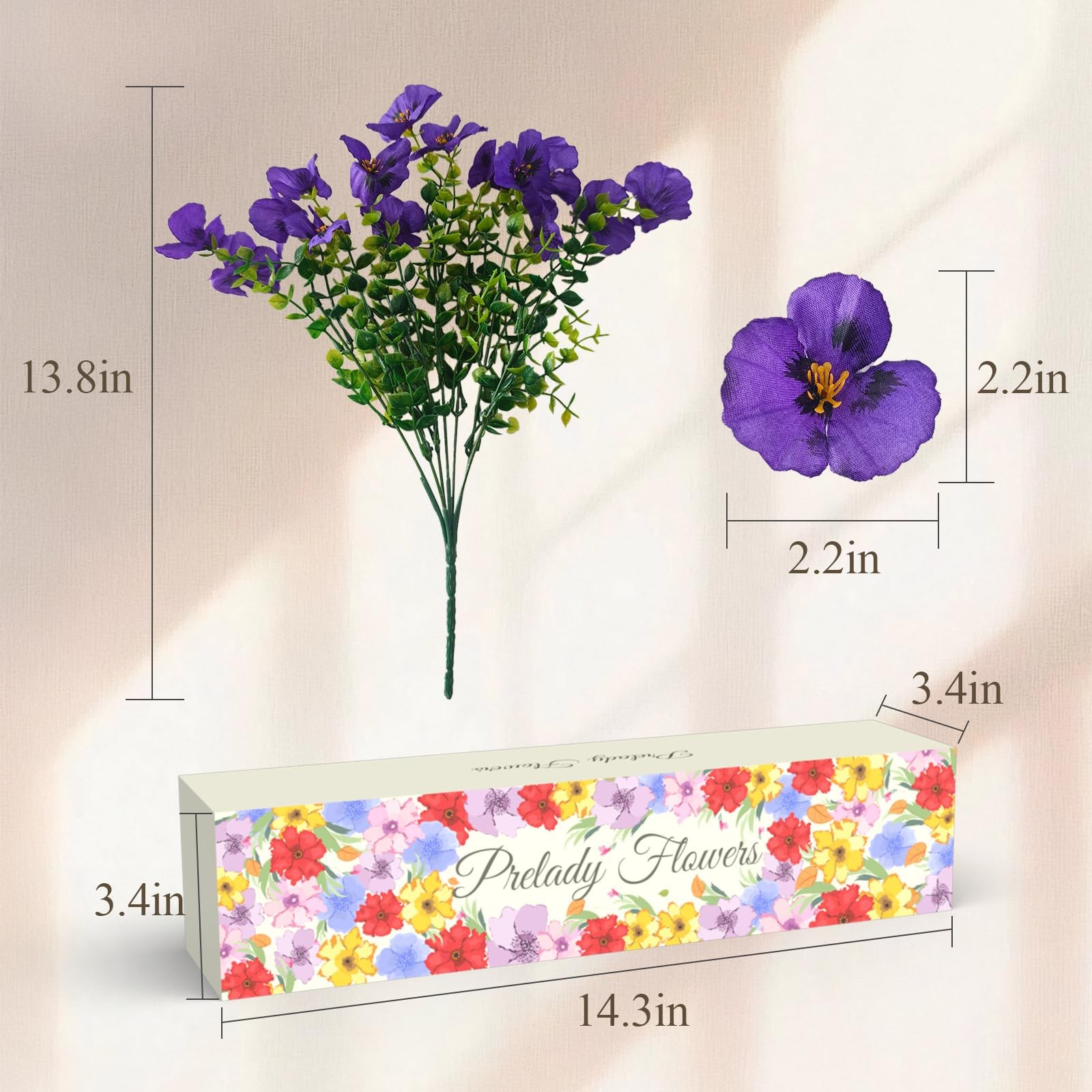9 Artificial Pansy Flowers for Outdoors with Gift Box – UV-Resistant Fake Sil…