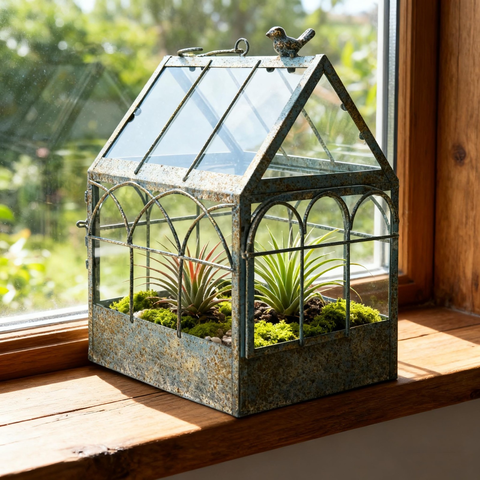 Large Glass Terrarium with Lid – Geometric Indoor Planter for Succulents, Ferns,