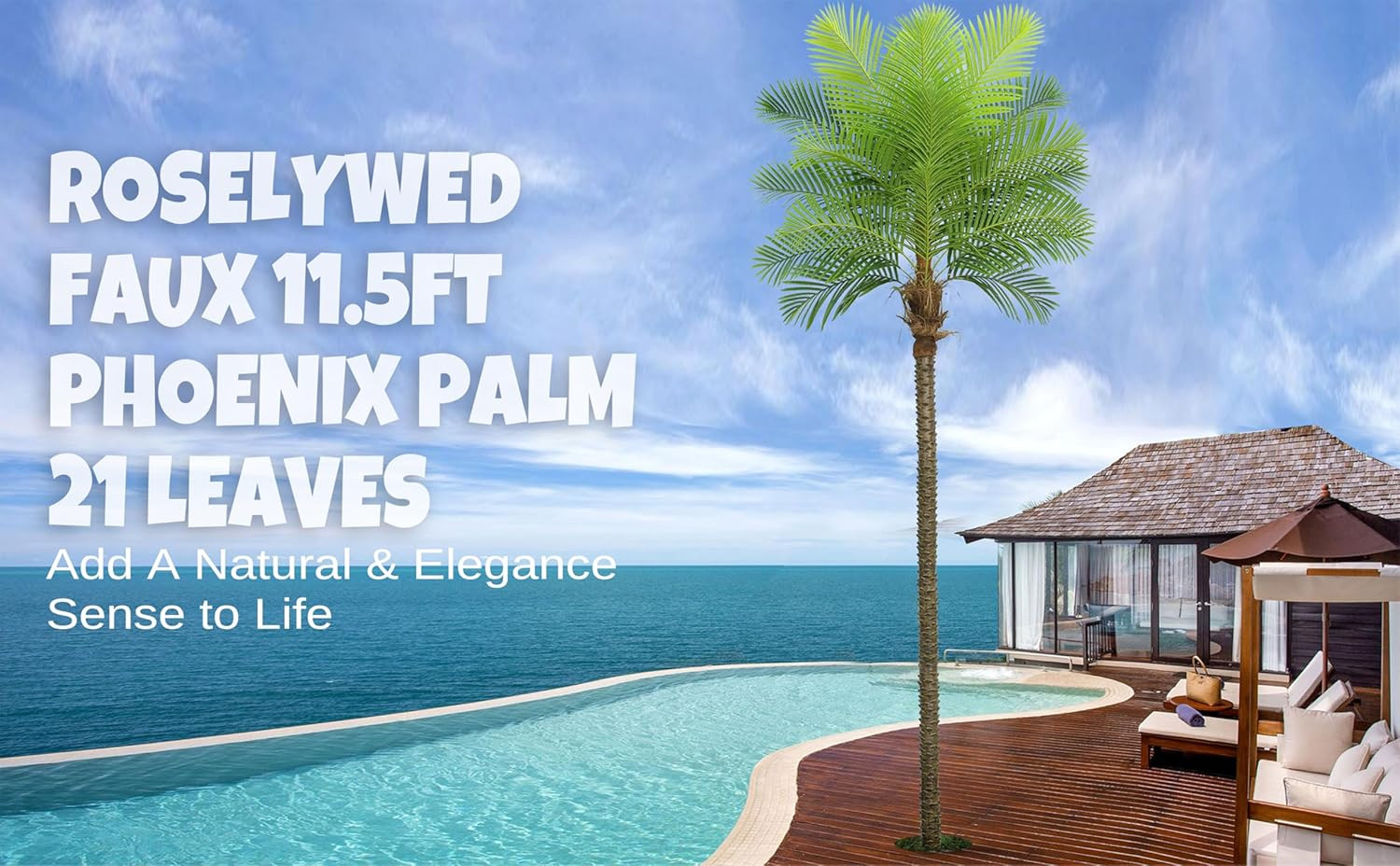 11.5FT Artificial Phoenix Palm Tree with 21 Leaves for Indoor/Outdoor Decor