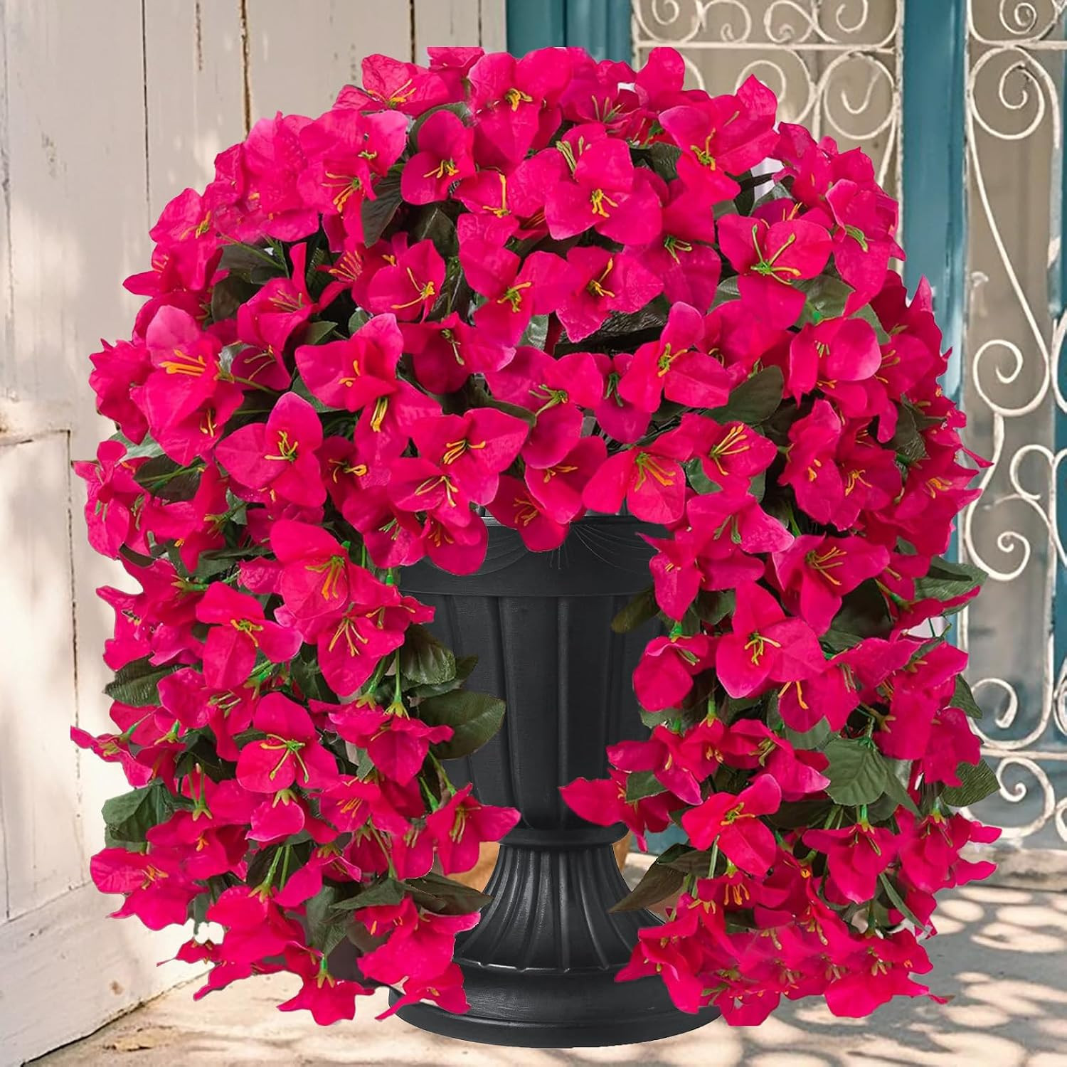 4Pc UV Resistant Bougainvillea Faux Flowers for Outdoor Decor – Rose Red