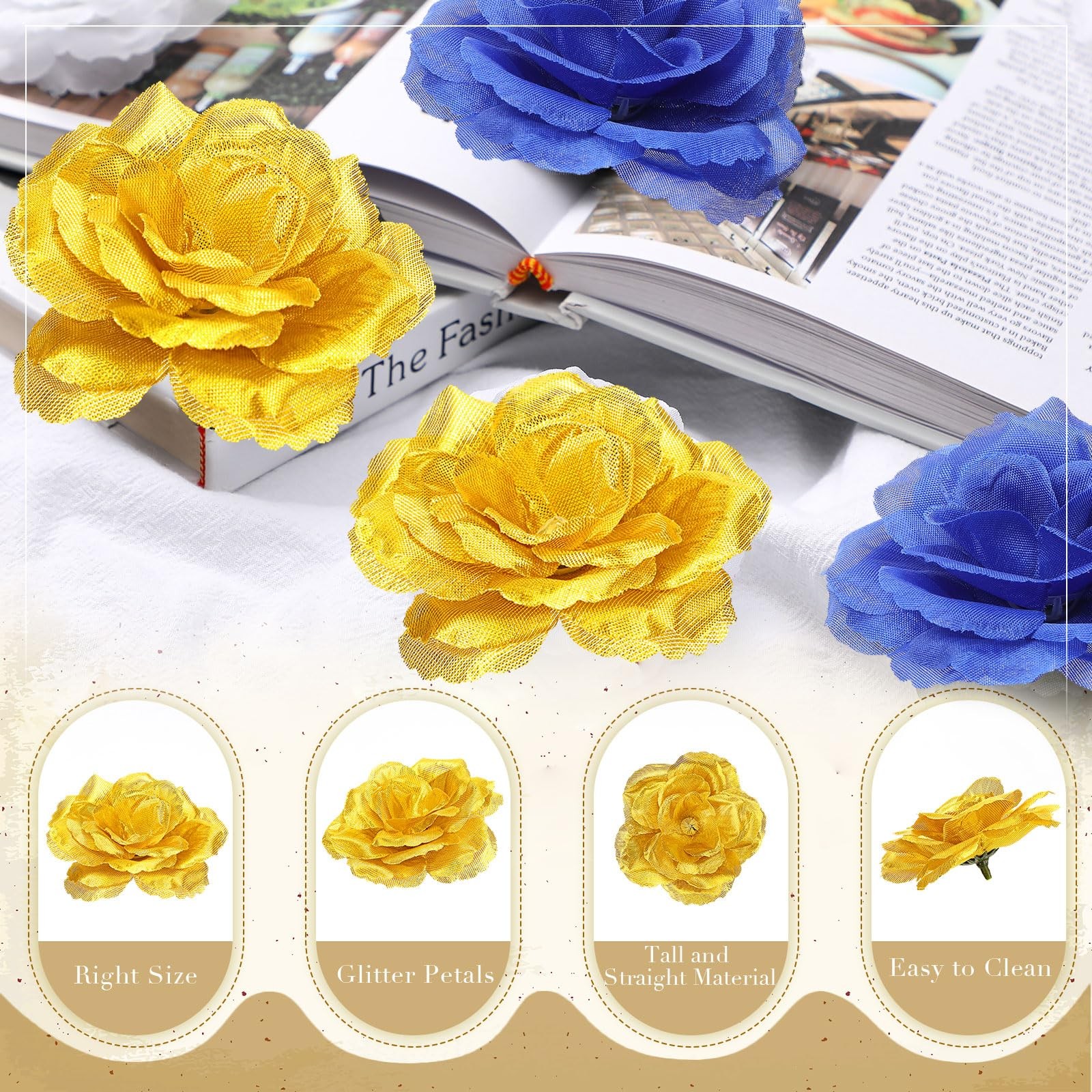 100 Pcs Artificial Flowers Fake Silk Roses Long Stem Rose Bouquet Wedding Par…