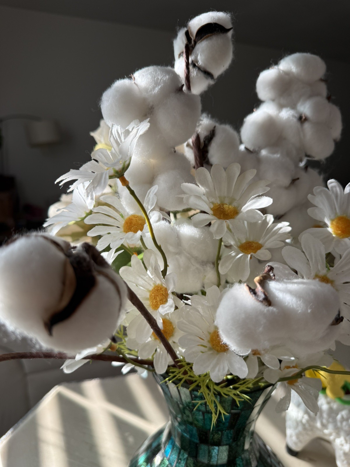 20Pcs Cotton Stems,Fake Cotton Flowers, Artificial Cotton Floral Stems