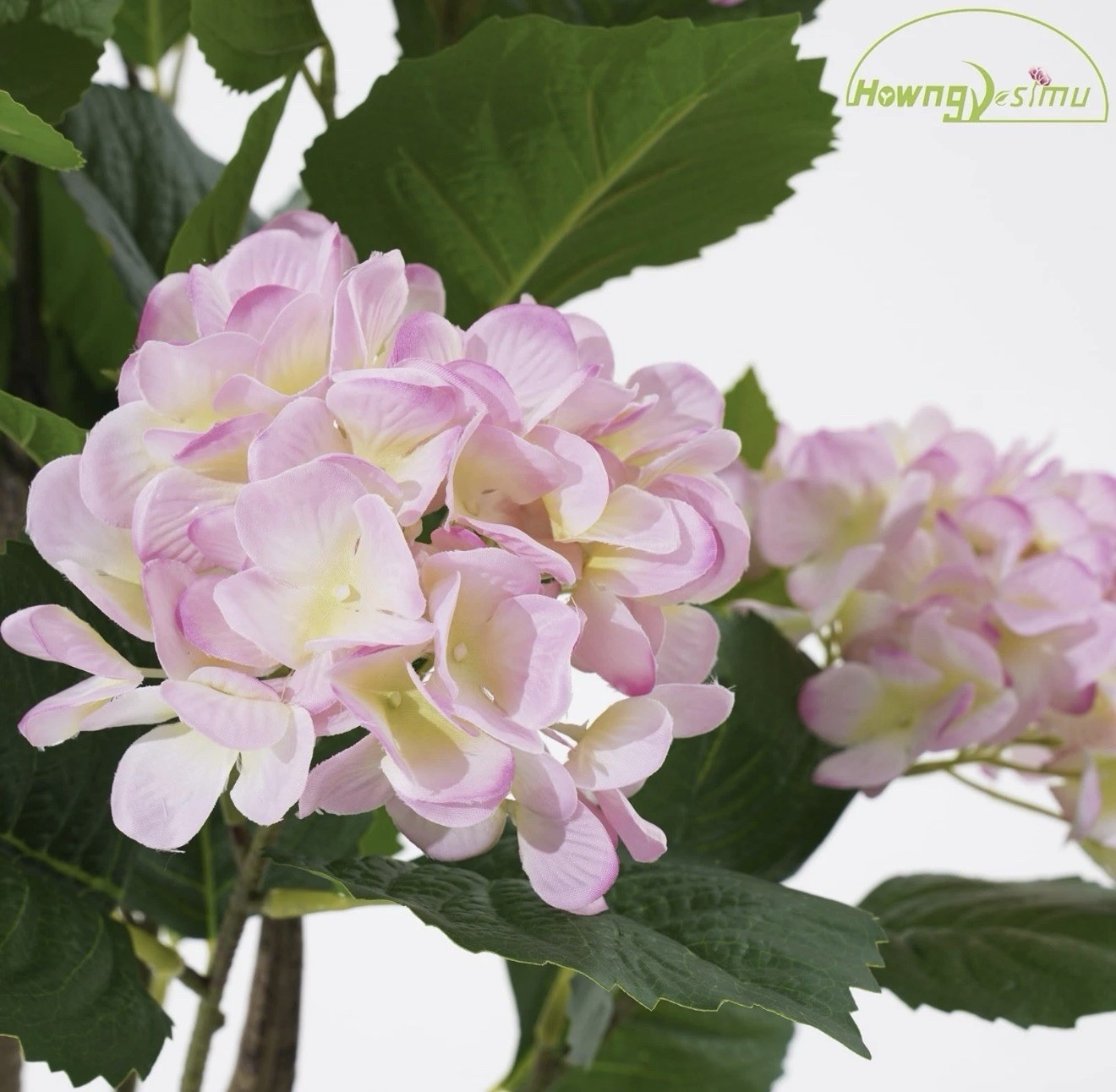 Artificial Hydrangea Tree 2 Pack, 3FT Faux Hydrangea Plant in Pot with Pink F…