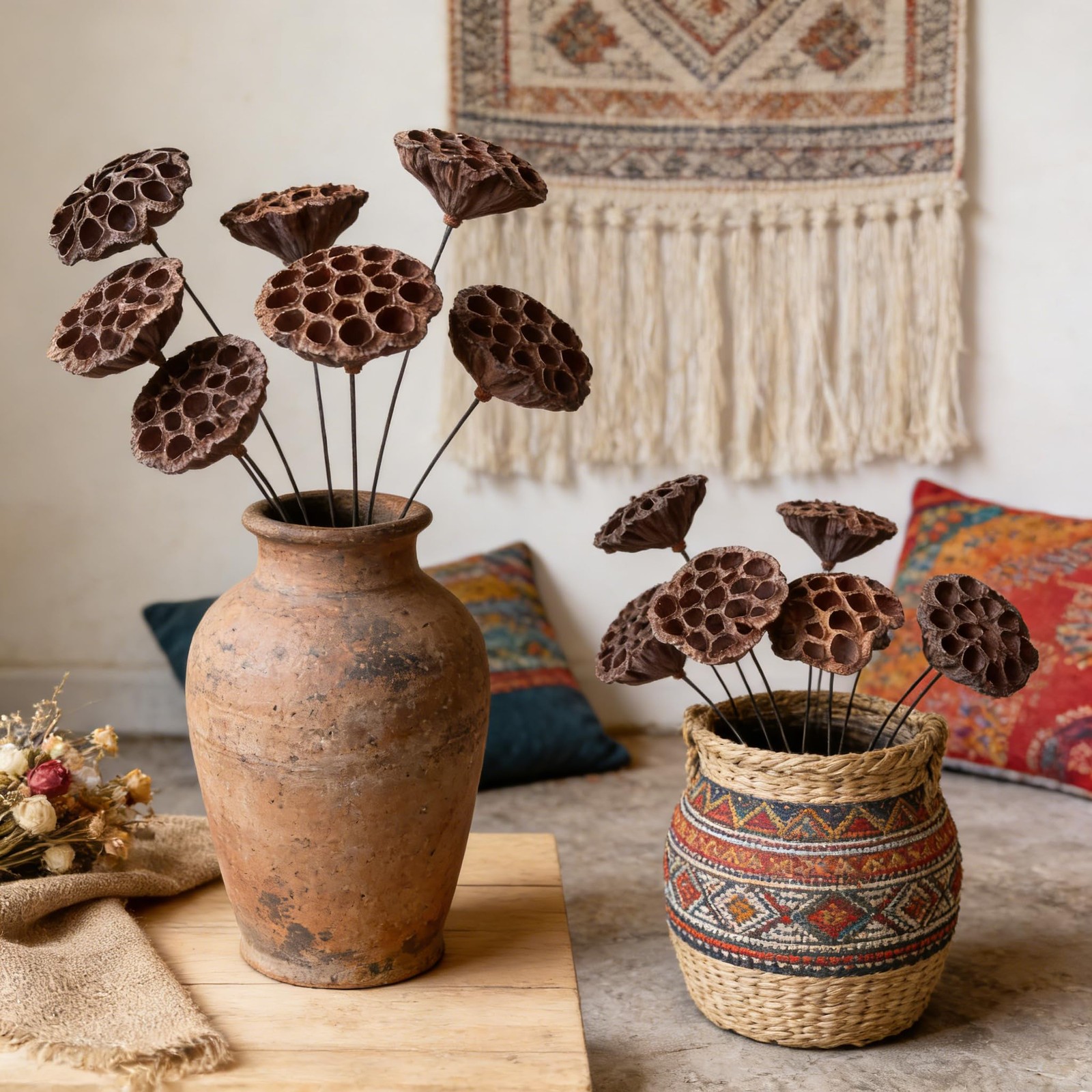 Dried Lotus Pods 5Pcs 20″ Natural Brown Stems for Vase Home Decor Wedding