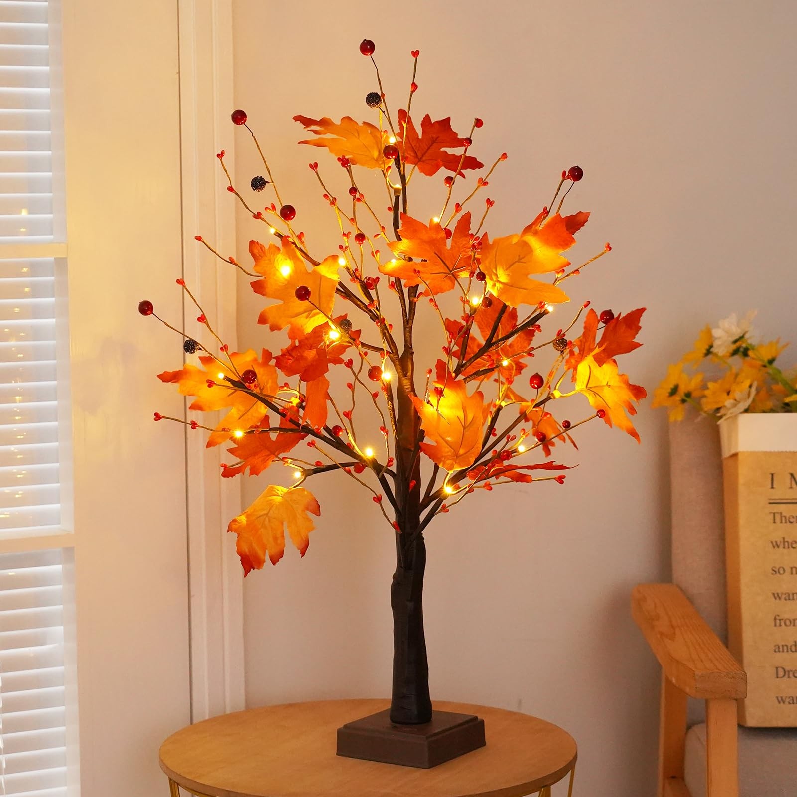 Fall Decorations for Home, Fall Lighted Maple Tree, Thanksgiving Table Center…