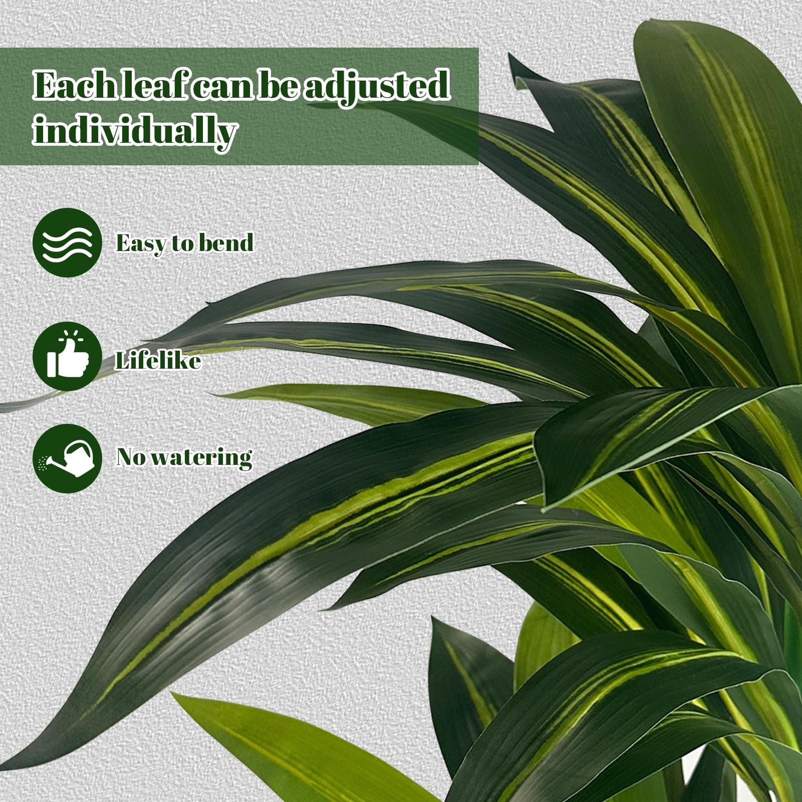 Artificial Dracaena Tree 5FT-Fake Floor Plant with White Tall Planter Faux Tr…