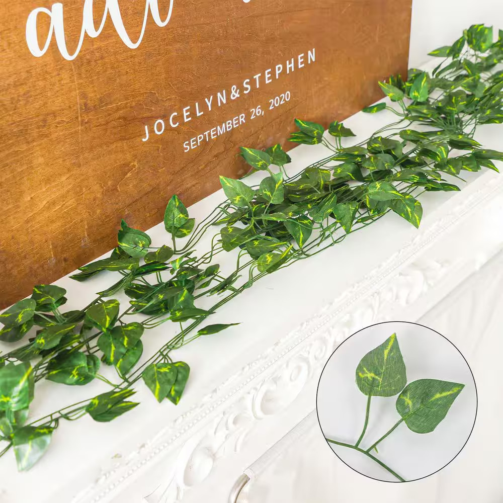 1 In. 48 Pack Artificial Green Ivy Vine Hanging Plant Greenery Silk Leaves Water