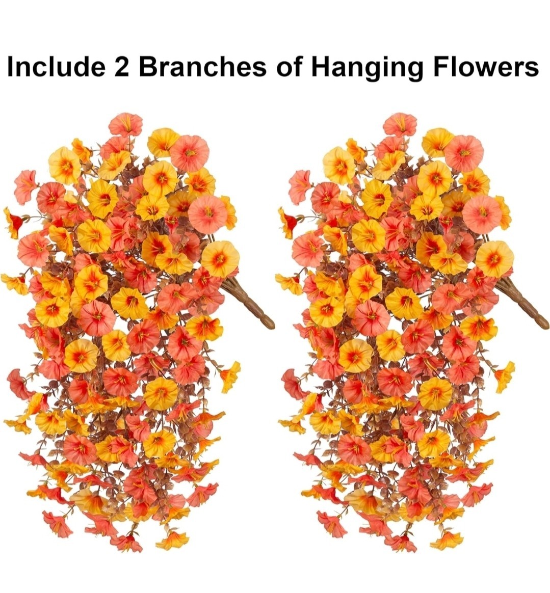 2 PCS Artificial Faux Fall Hanging Flowers Plants for Outdoor Decor,Fake Silk…