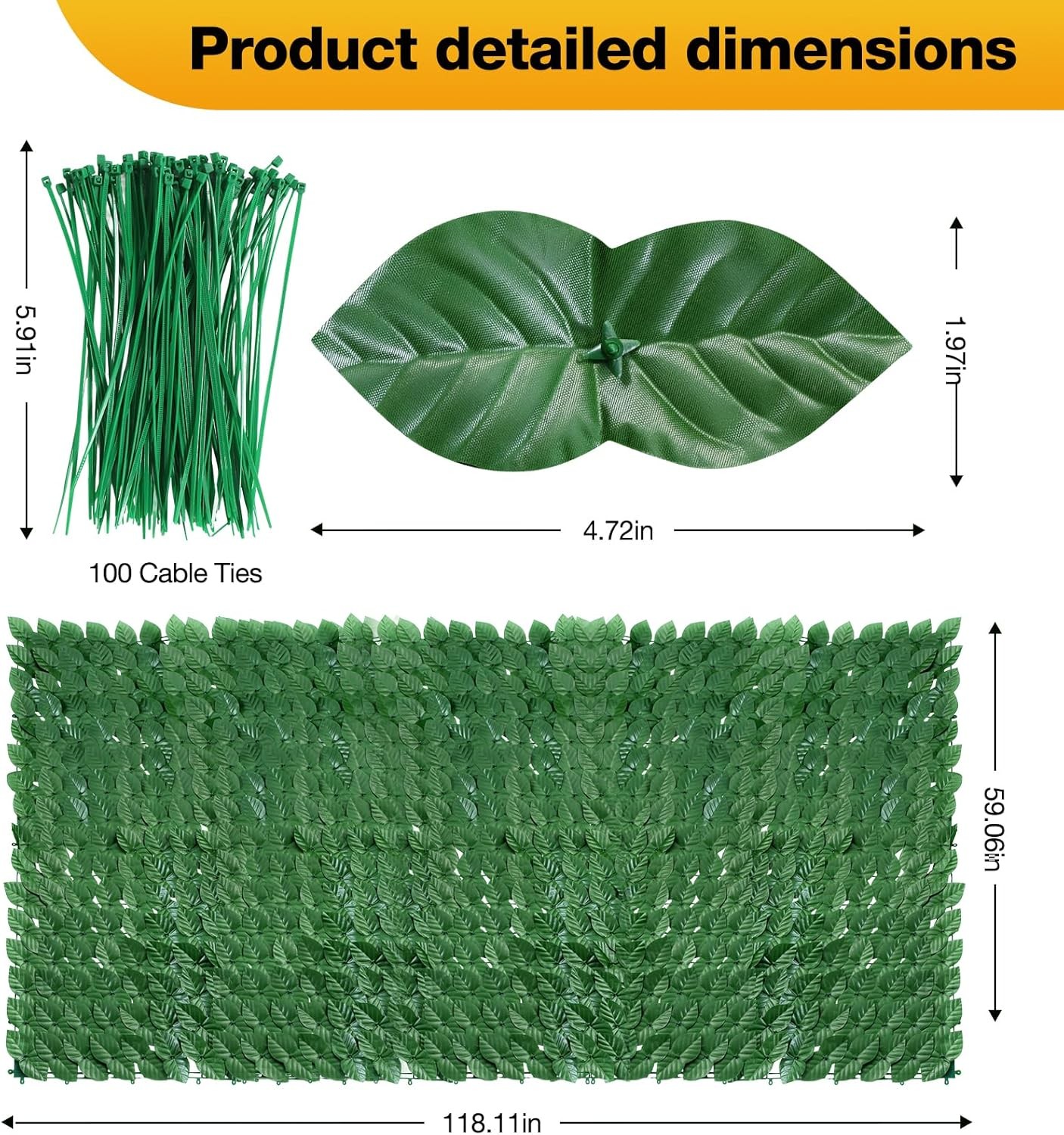 Artificial Ivy Privacy Fence Wall Screen 39 x 118 in Garden Fake Hanging Plants