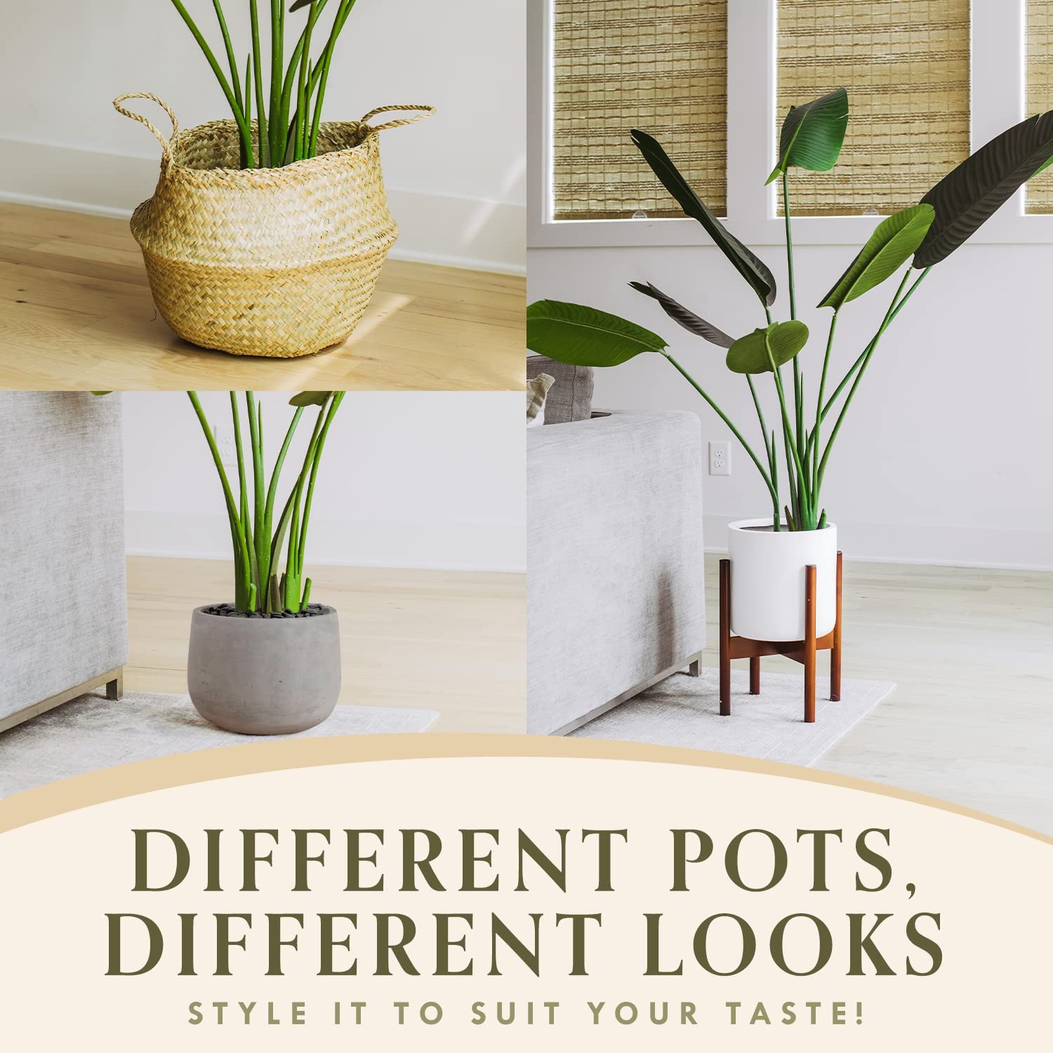 55 inches – Bird of Paradise Artificial Plant, Comes with Black Pot, Large,Vi…