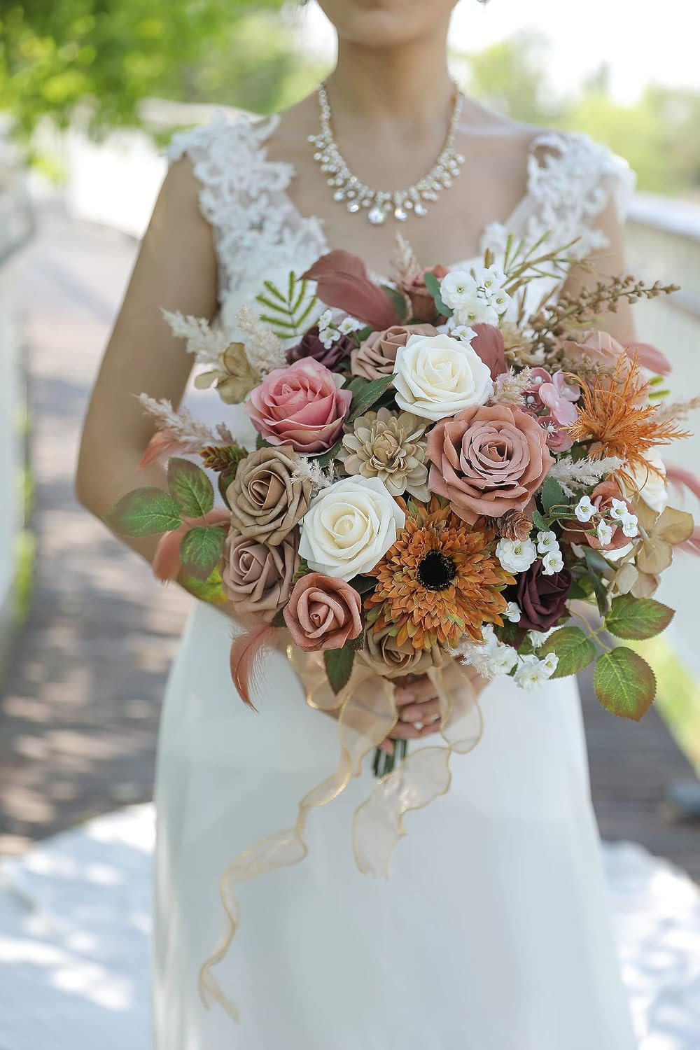 Artificial Flowers Combo Box Set Gradient Color Flower Leaf with Stems