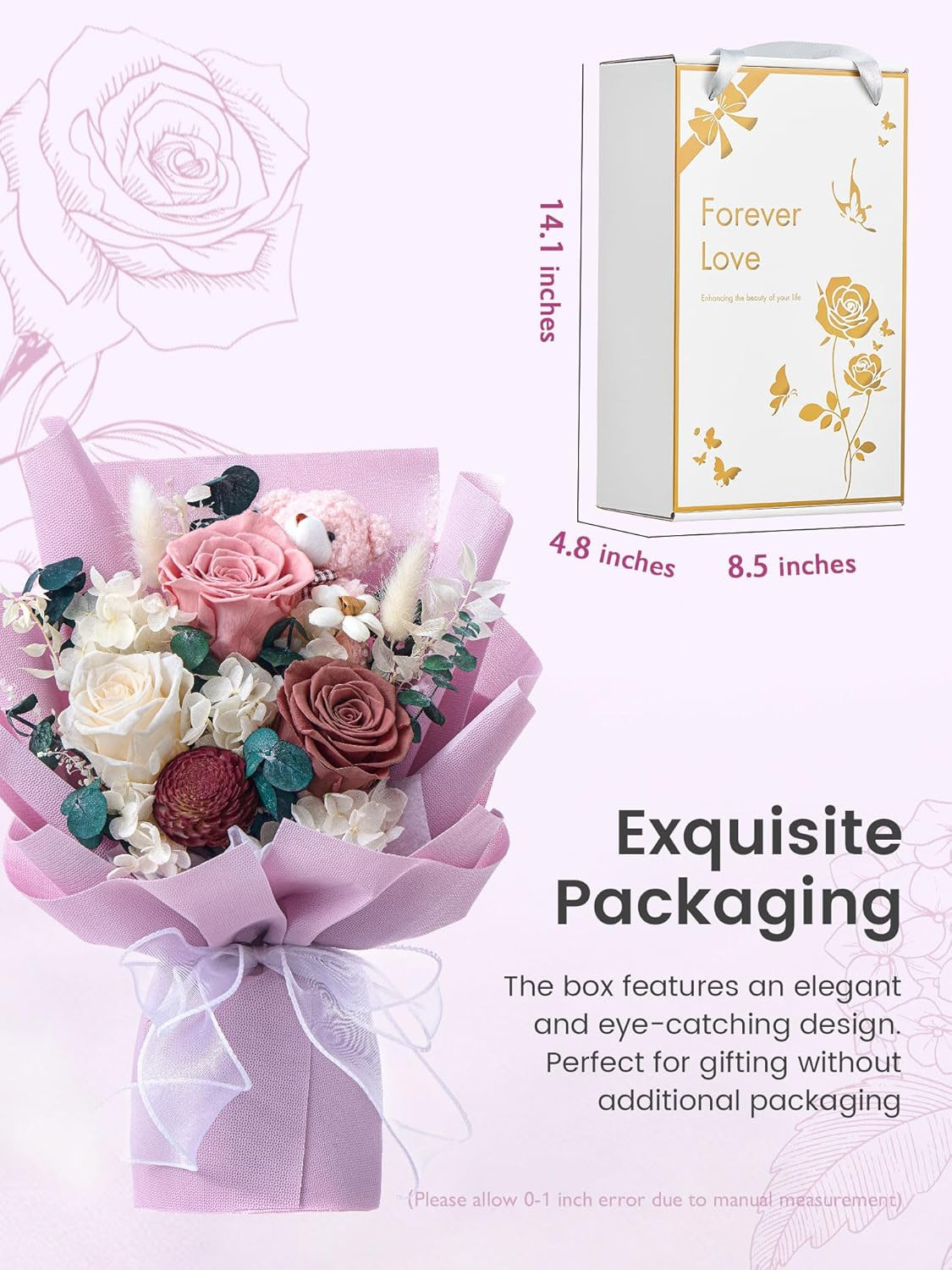 Polylove Forever Flower Bouquet Flowers for Delivery Prime Preserved Roses with