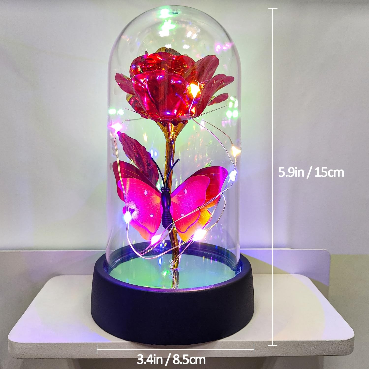 Glass Rose in Glass Dome, Light Up Flower, Eternal Roses – Valentines Day Gif…