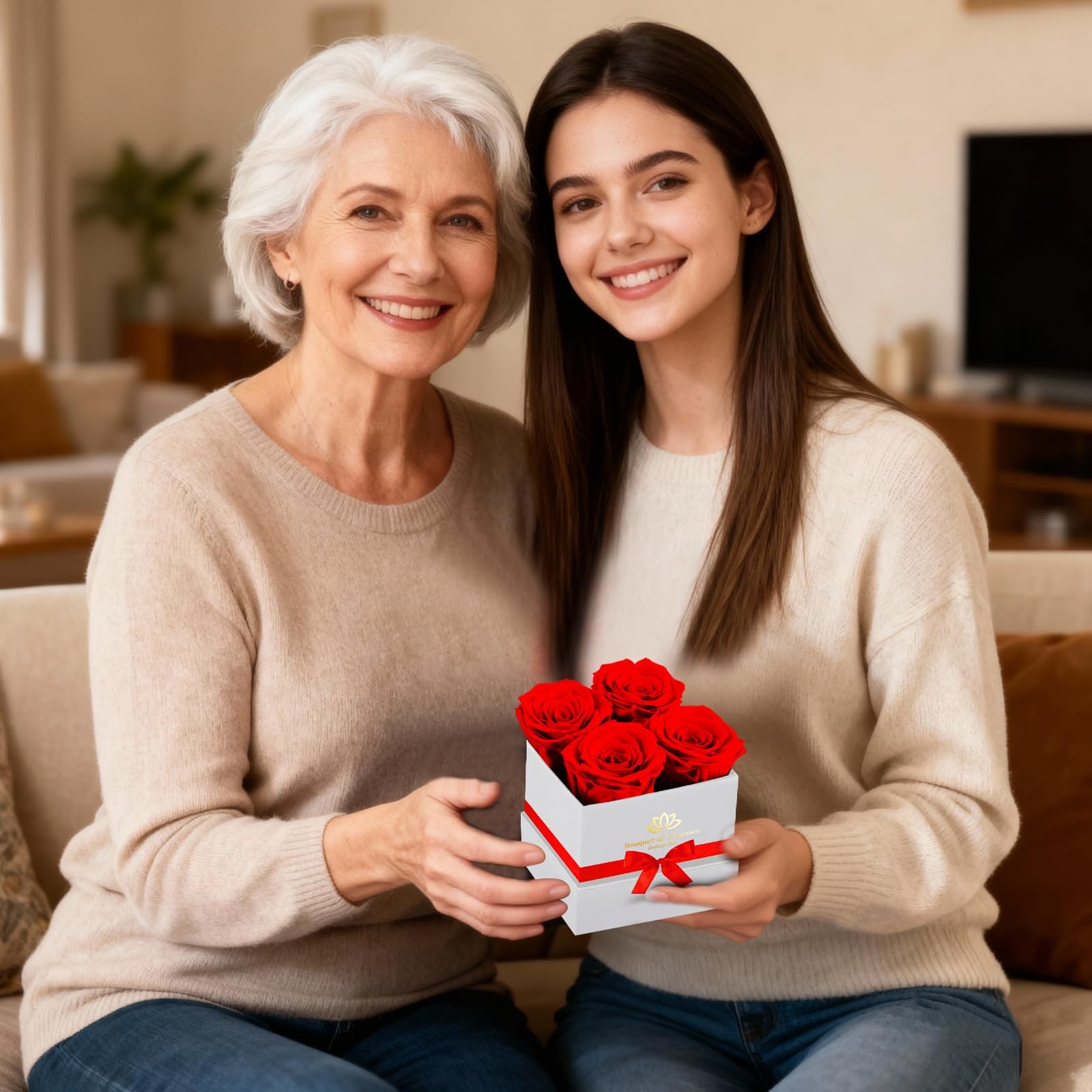 Red Forever Flowers Roses In Box Real Preserved Mothers Day Delivery Gift