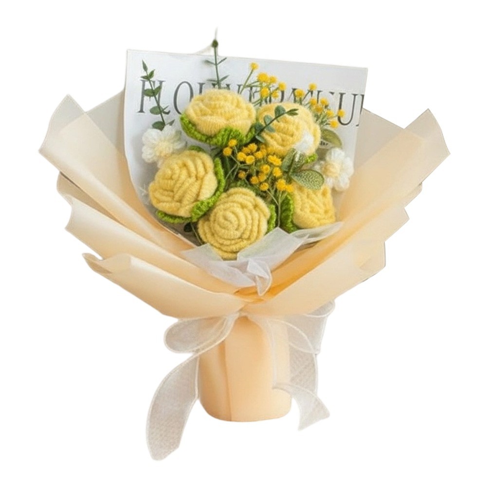Bouquet Handcrafted Knitted Fabric Floral Decoration for Women