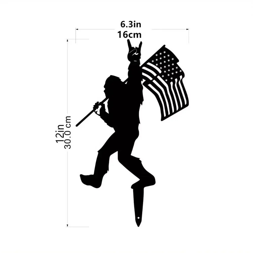 1pc Sasquatch Metal Garden Art – Americana Outdoor Party Decor