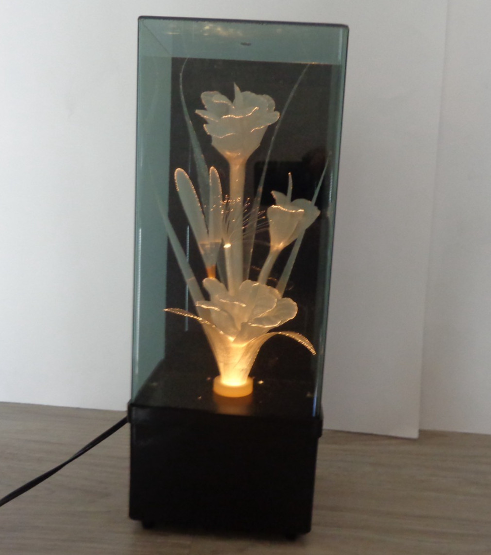 Fiber Optic Musical Encased Flower Box Color Changing 80s 90s VTG Retro Decor