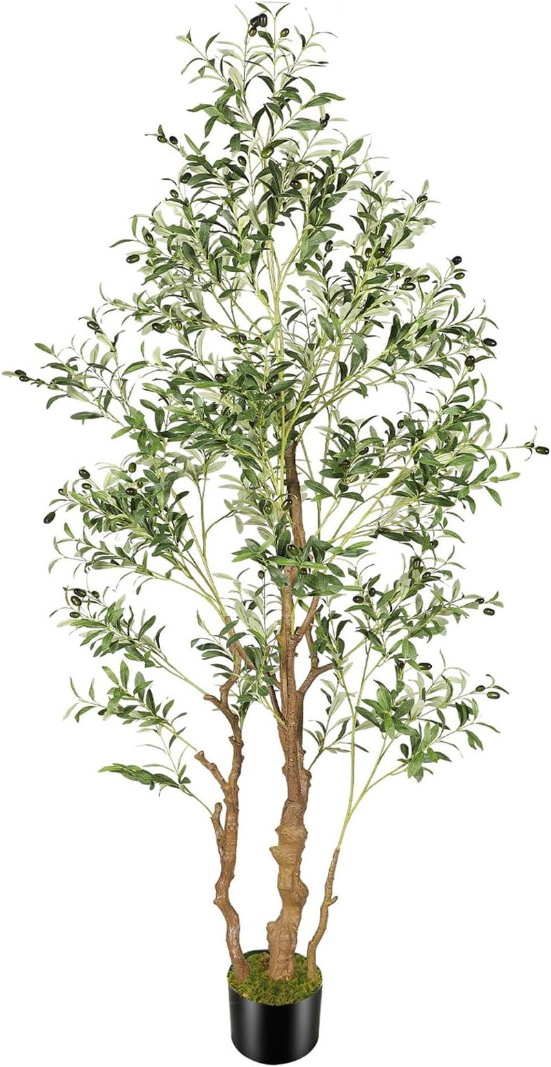 7.2Ft Faux Olive Tree with Pot – Perfect Indoor/Outdoor Home Decor Plant