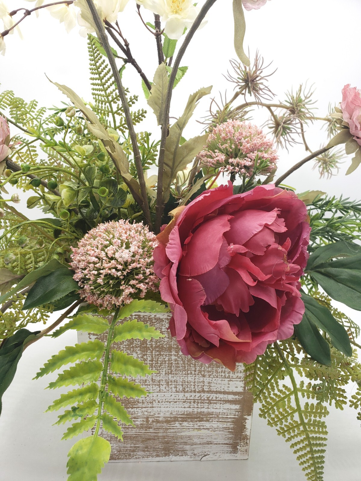 Silk flower arrangement, hot pink peony floral arrangement, spring floral garden