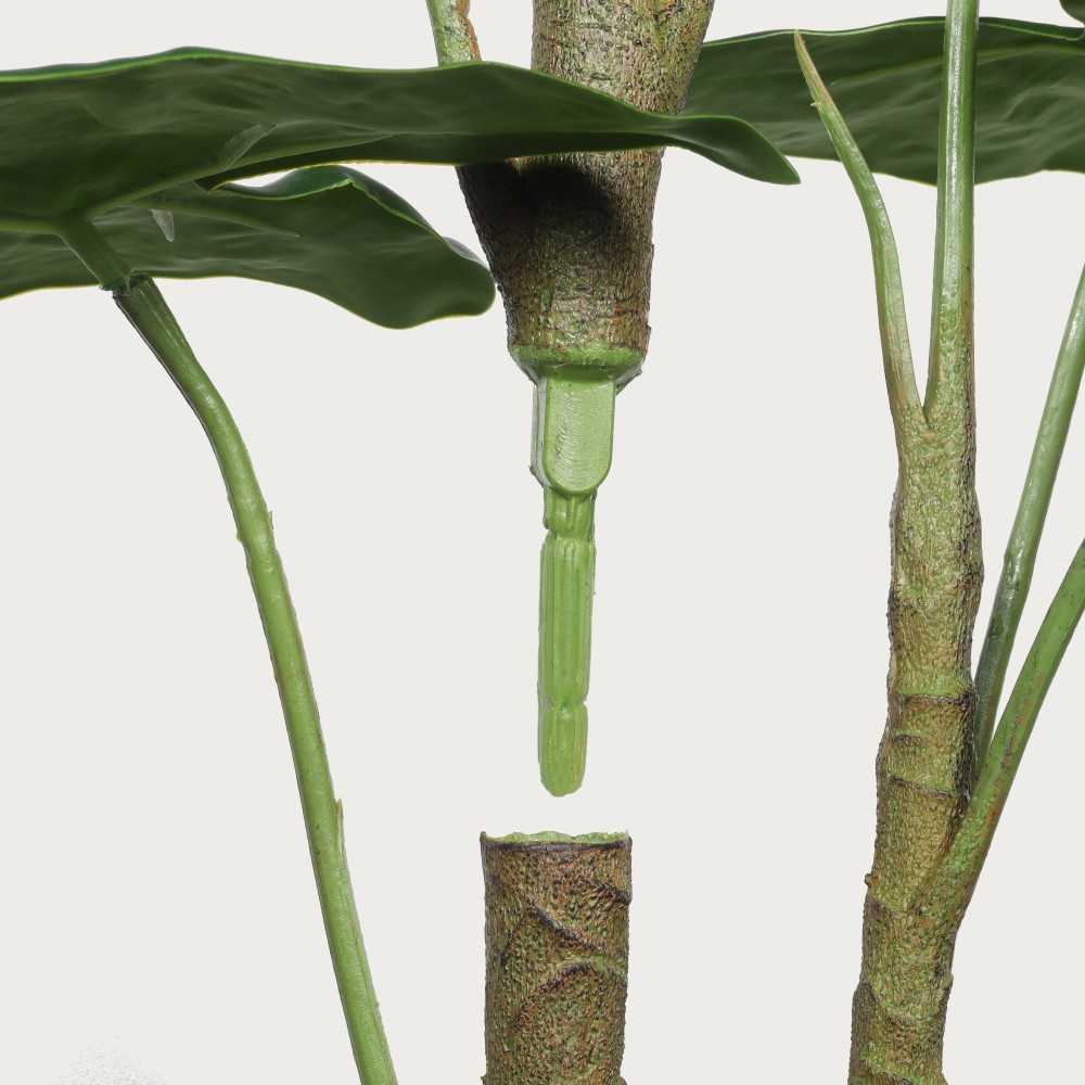 30” Artificial Tropical Alocasia Leaf Plant With White Pot 2pc/set