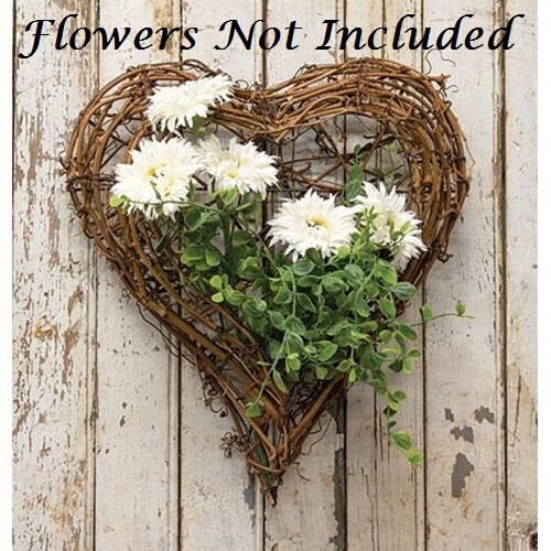 NEW PRIMITIVE GRAPEVINE HEART WALL WISPY POCKET 12.5″ H x 12″ W x 2.5″D RUSTIC