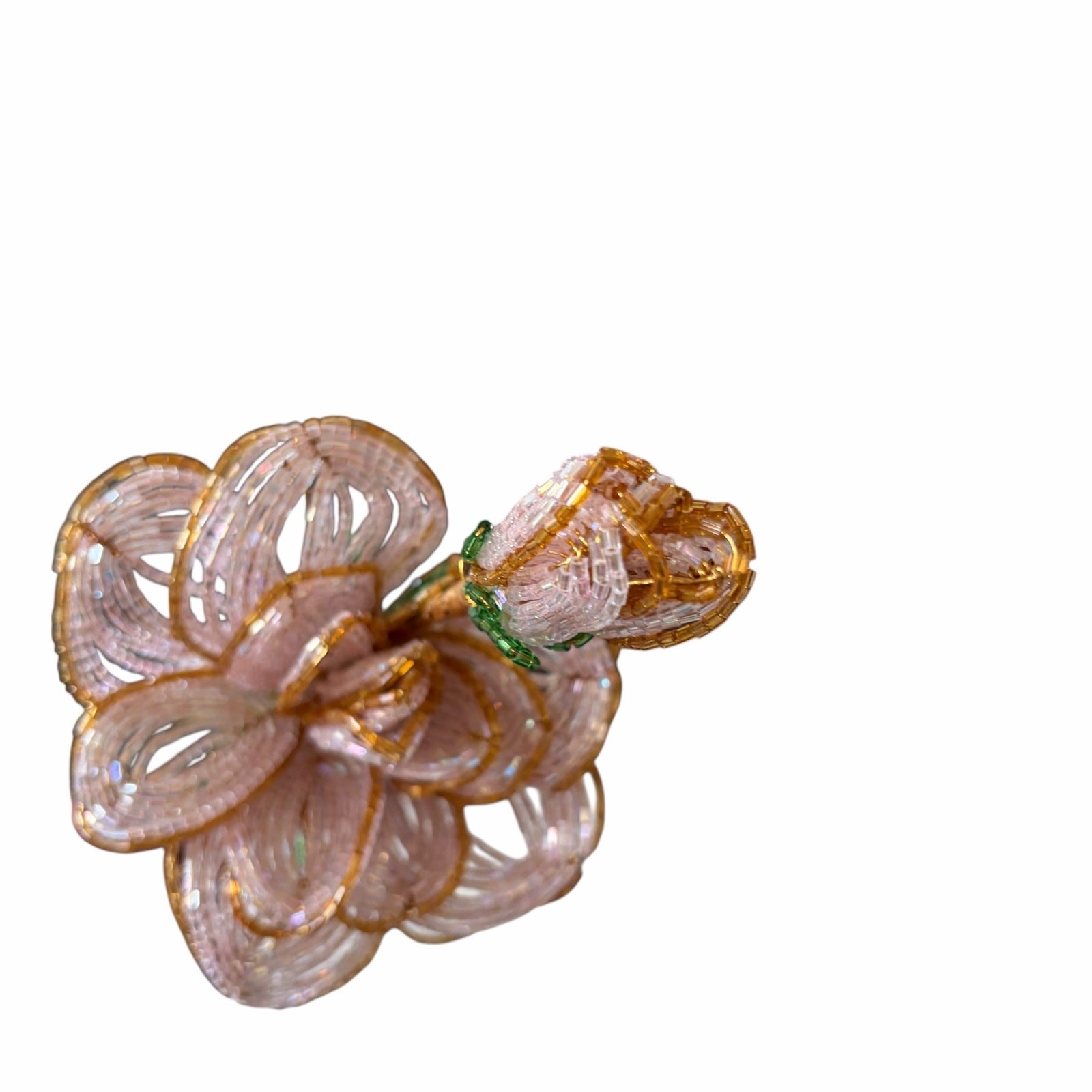 NEW MacKenzie-Childs Pink Rose Beaded Flower Stems Set of 4