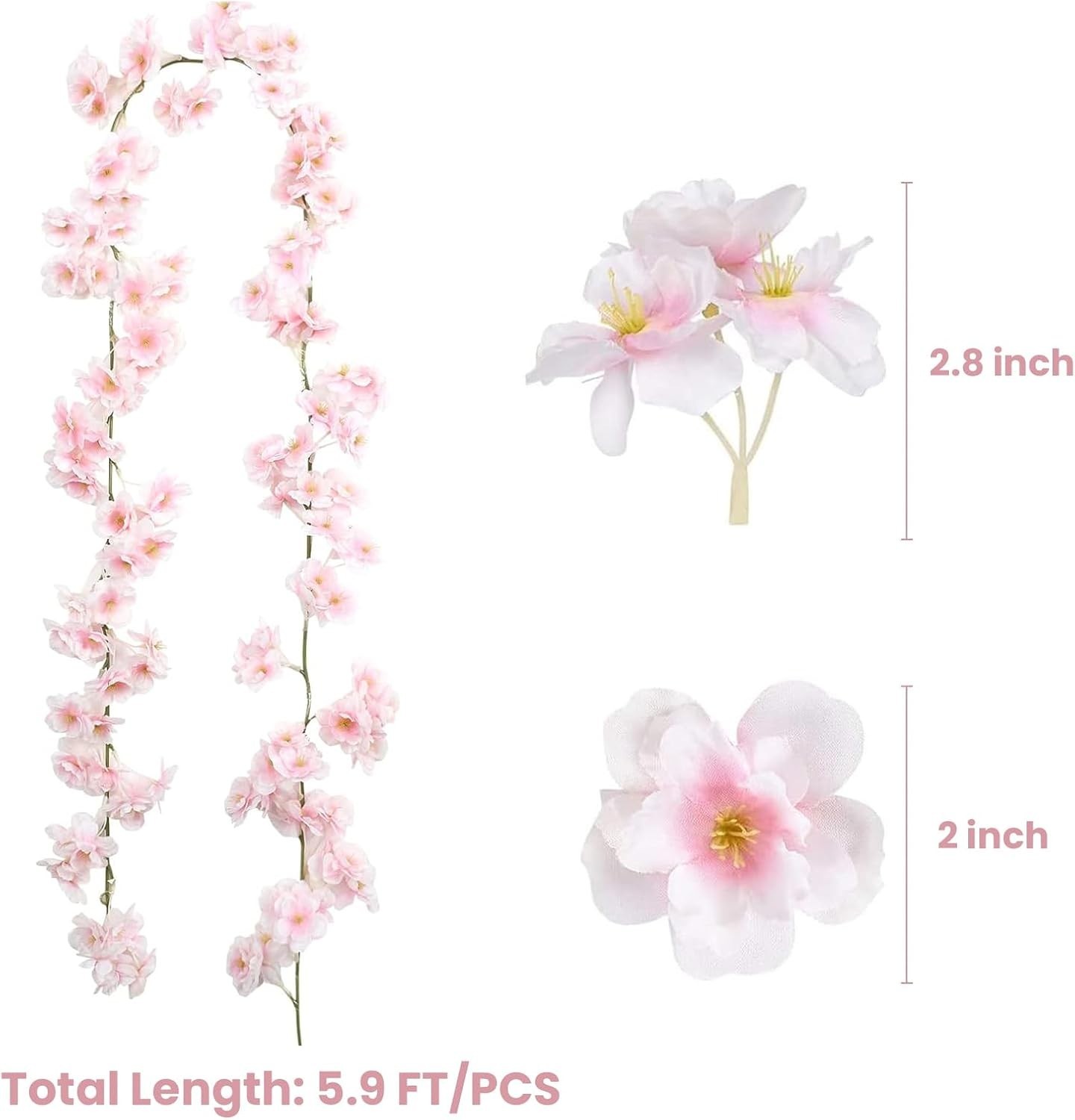 Durable Faux Silk Cherry Blossom Vines, 35.4 Ft – Wedding & Outdoor Elegance