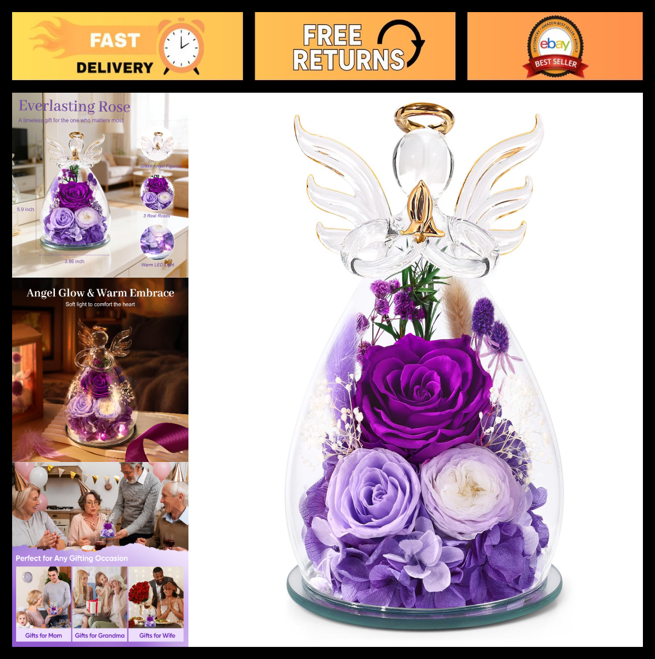 Eternal Preserved Rose in Glass – Fresh Forever Flower Gift for Women, Mom, Gran