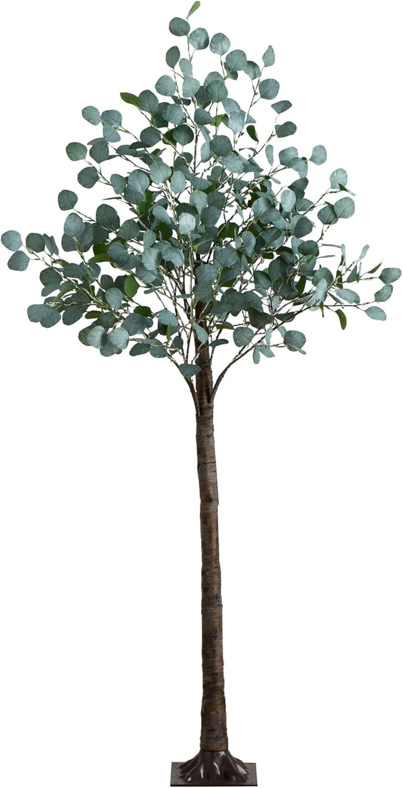 6FT Lighted Faux Eucalyptus Tree with 420 Warm White LED Lights for Home Décor