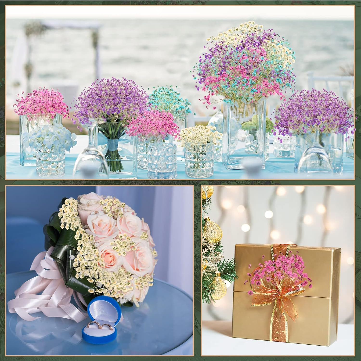 200 Pcs Dried Baby’S Breath Flowers Preserved Baby’S Breath Pressed Gypsophila B