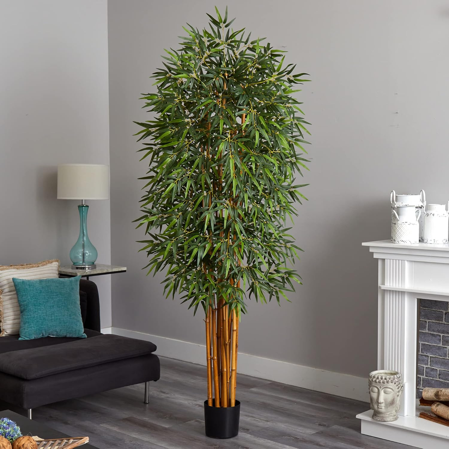 Lifelike 7Ft Curved Bamboo Silk Tree for Home or Office Decor