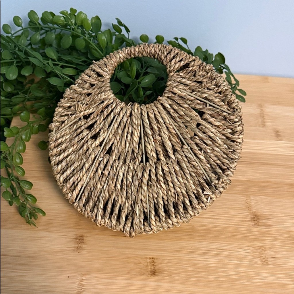 Fake Greenery in Hanging Woven Basket Dorm, Room, Apartment Decor