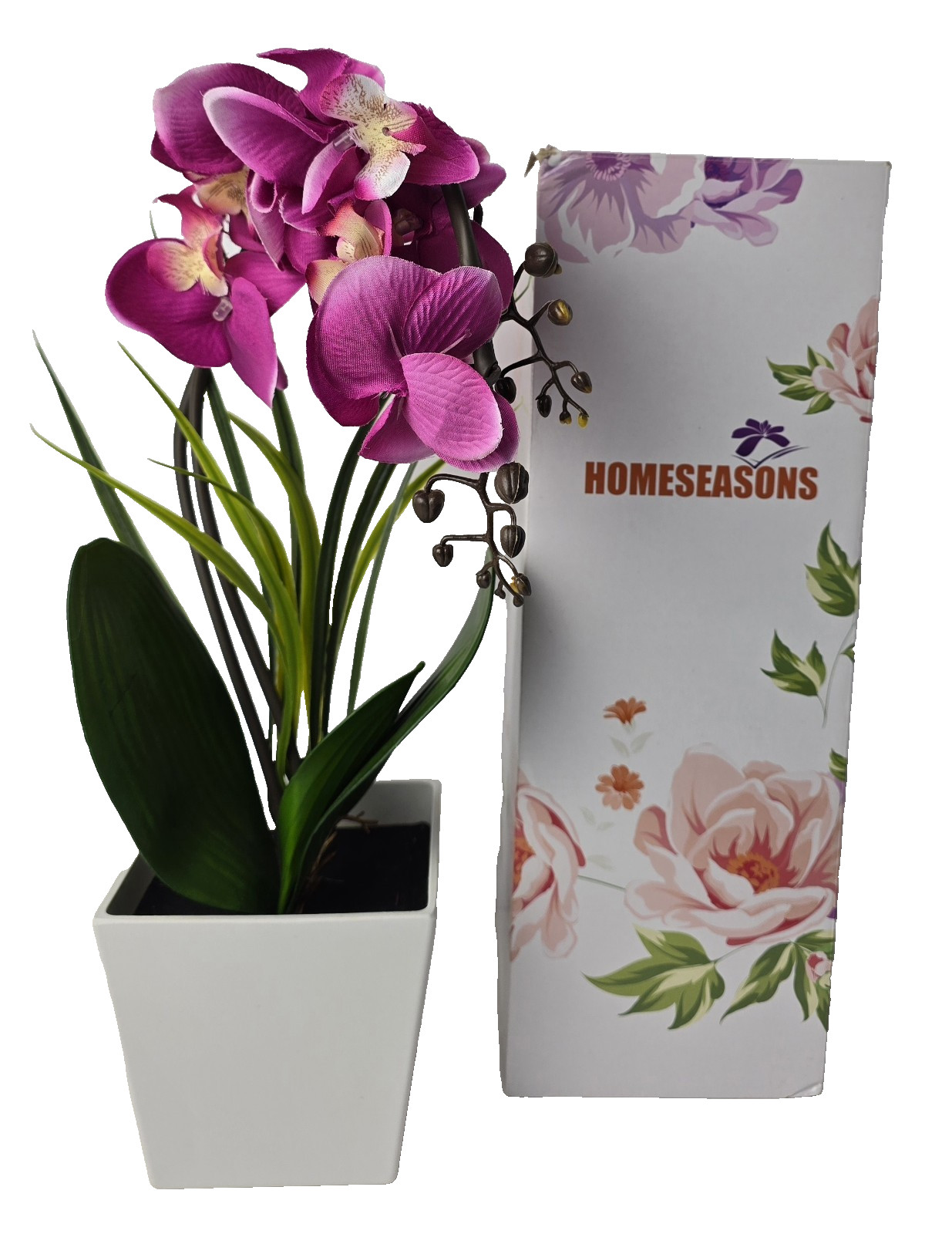 NEW Homeseasons Artificial Orchid w/ LED Lights & Timer 16″ Tall Original Box